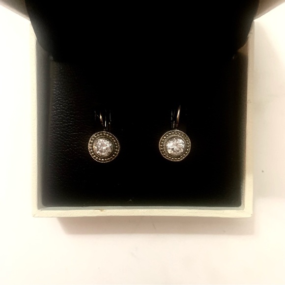 FASHION JEWELRY Silver and 1 Ct CZ Pierced Drop Earrings - Picture 2 of 4